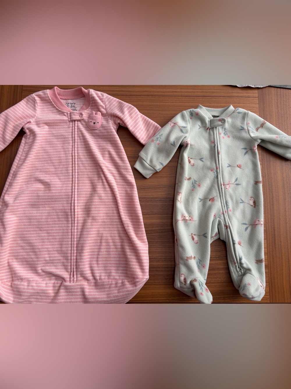 0-3 month sleep sack and onesie pajamas